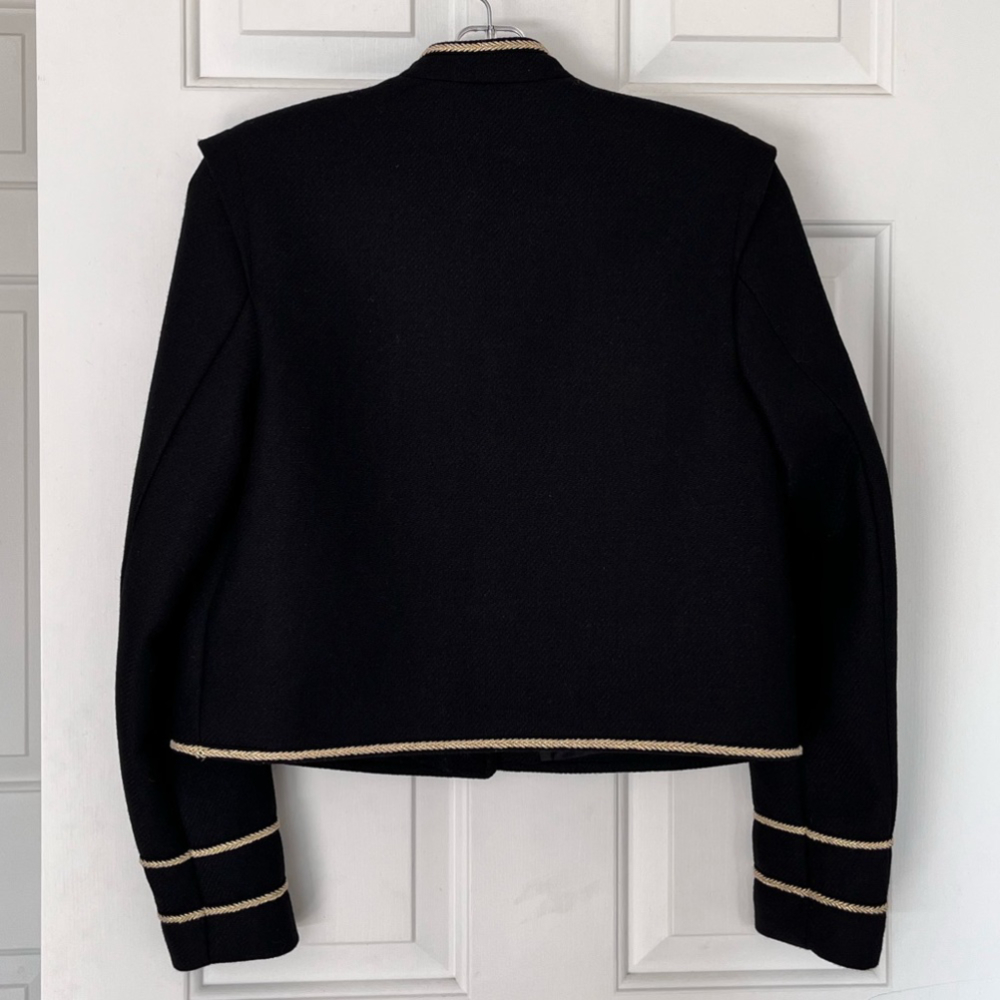 SOLD🥤 Zara Woman Textured Cropped Wool Blend Jacket Black Gold Buttons S NWT - Picture 12 of 16